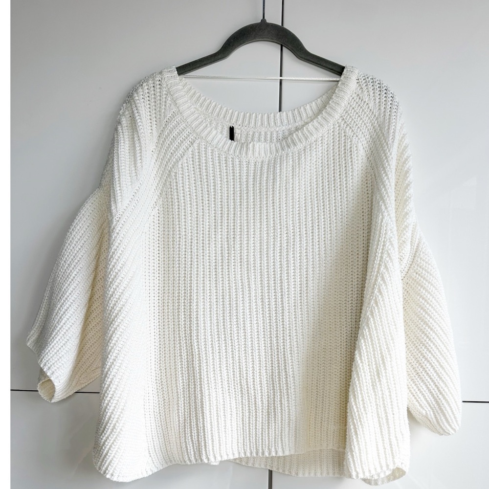 Free People Chunky Knit Sweater Cream Ivory White Boxy Oversized Small Boho